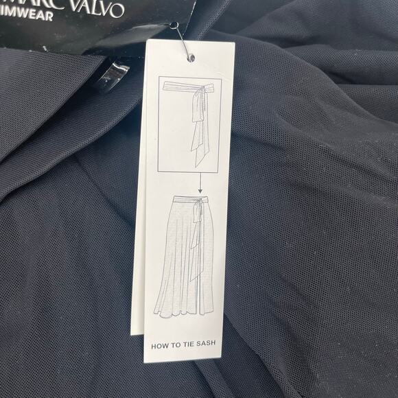 CARMEN MARC VALVO Swim Skirt Large Beach Cover-Up Sheer Slits Pull On Tie Waist - Picture 8 of 16